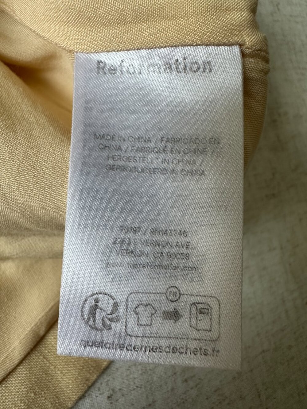 Reformation Juliet Linen Top + Ren Skirt Two Piece Set Parmesan Yellow Floral 6 - Picture 8 of 8